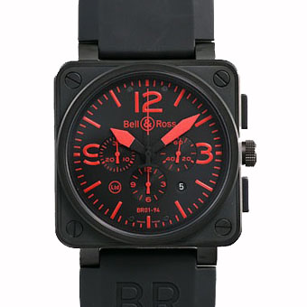 BELL＆ROSS ベル&ロス スーパーコピー BR01-94-S Red クロノグラフ メンズ ブラック/レッド